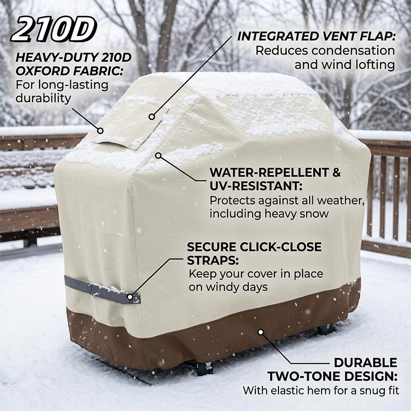 Outdoor Furniture Fabric Waterproof - 210D BBQ Beige Penutup Panggangan Barbekyu