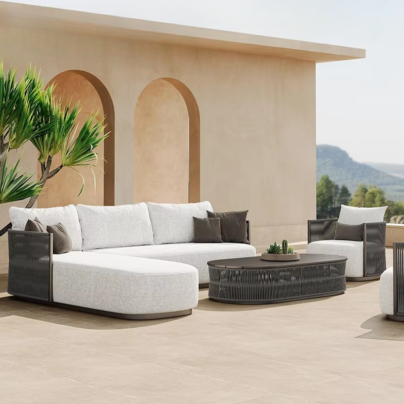 Outdoor Furniture L Shape - Set Sofa Patio Taman Kolam Renang