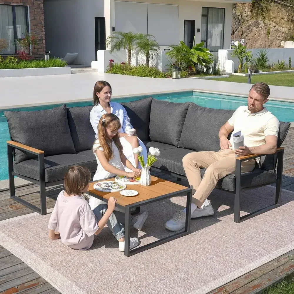 Set Sofa Luar Ruangan 6 Bagian - Outdoor Furniture L Shape ulasan dan harga