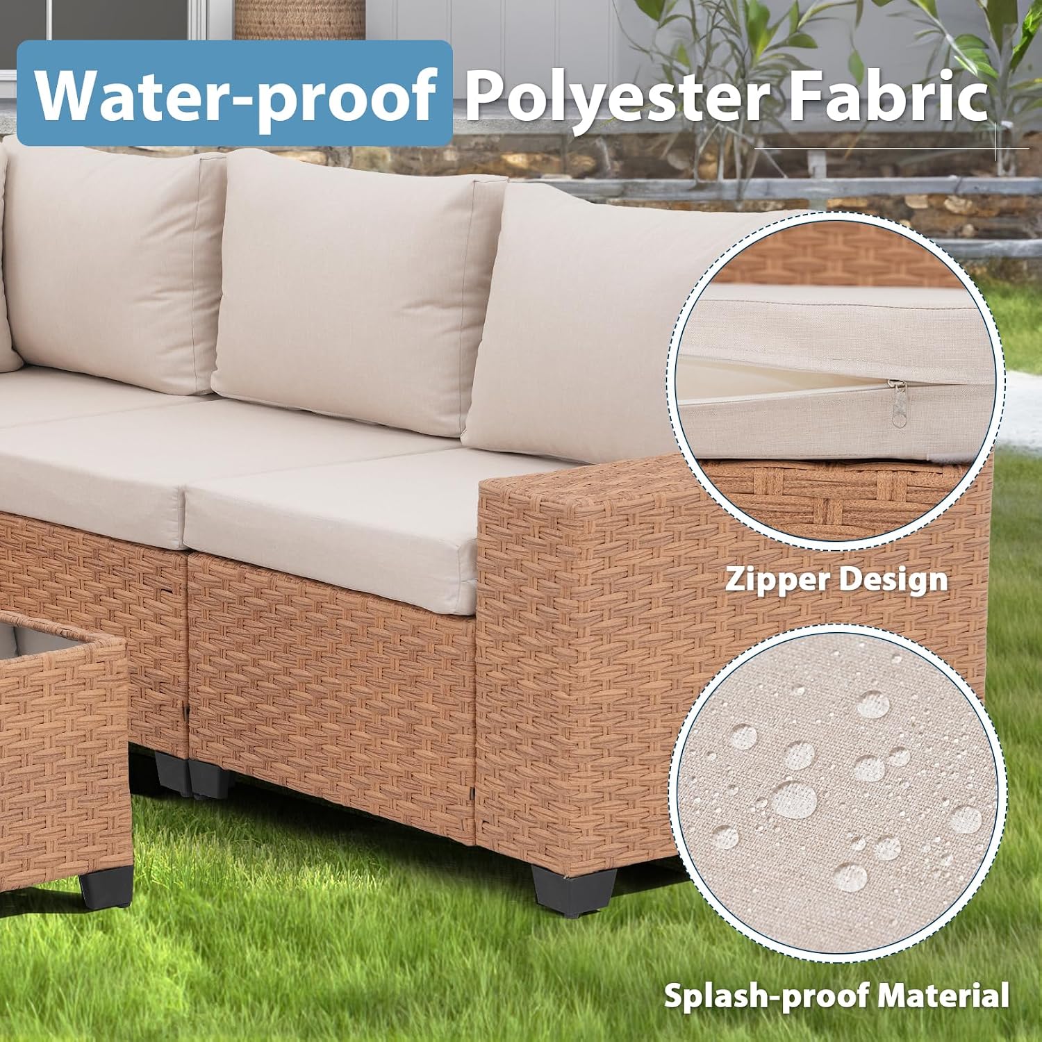 6 PCS Set Furnitur Teras, Sofa - Outdoor Furniture L Shape ulasan dan harga