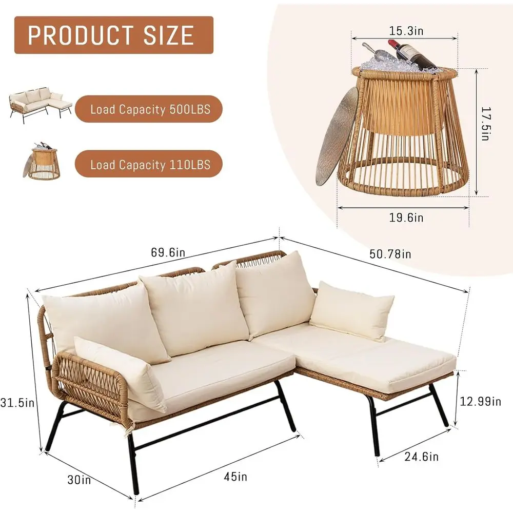 Set Furnitur Teras Gaya Boho d - Outdoor Furniture L Shape ulasan dan harga